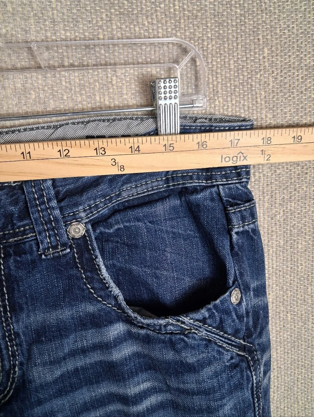 Buckle Black Fit No. 3 Straight Leg Jeans Mens 33x34 Blue Medium Wash Whiskering